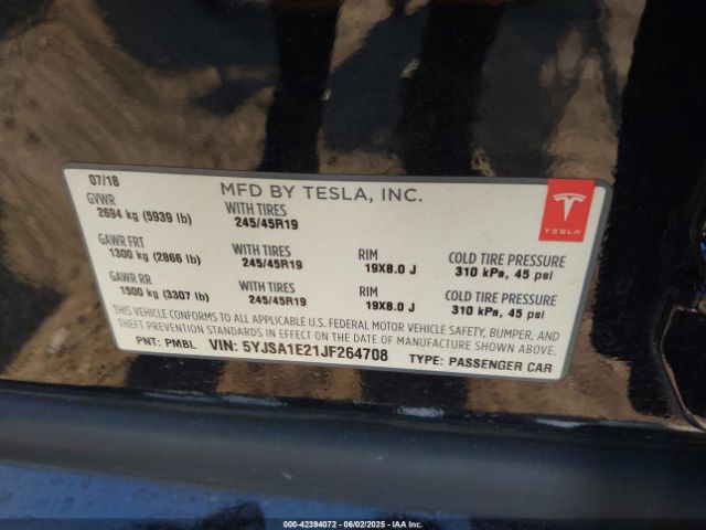 2018 TESLA MODEL S 5YJSA1E21JF264708 Photo 8