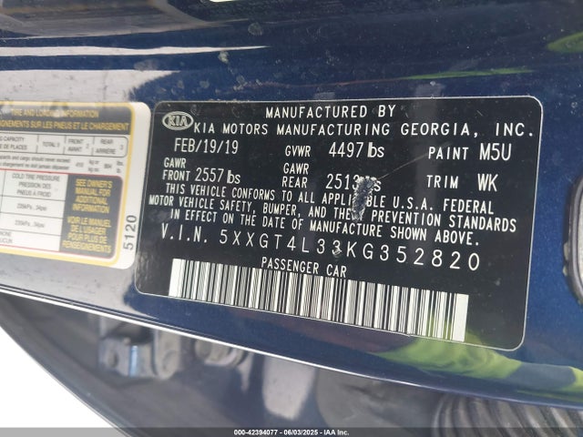 5XXGT4L33KG352820 KIA gdi