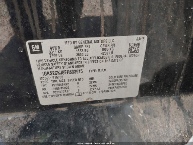 1GKS2CKJ8FR633915 GMC YUKON DENALI
