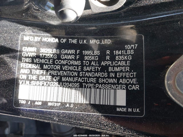 SHHFK7G26JU204095 Honda l15ba
