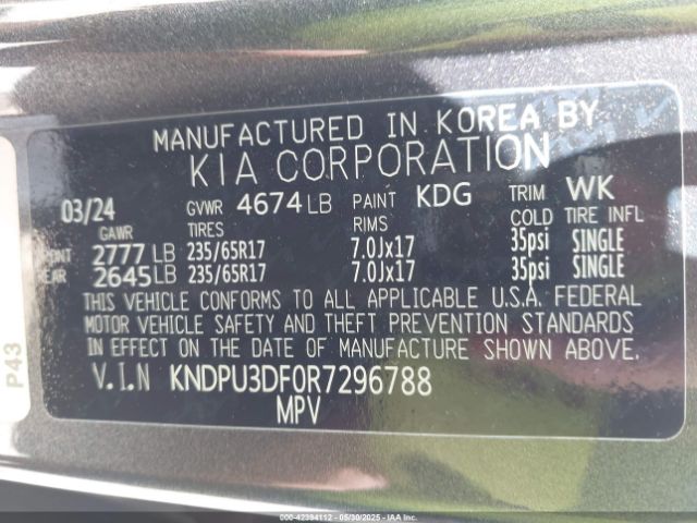 KNDPU3DF0R7296788 KIA Sportage Lx