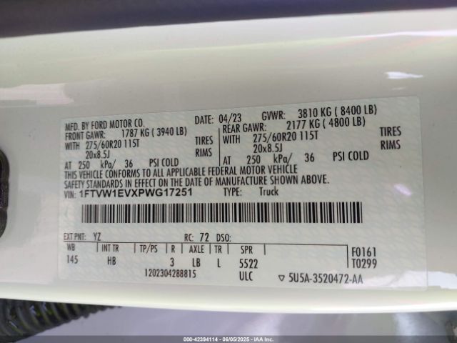 2023 FORD F-150 LIGHTNING 1FTVW1EVXPWG17251 Photo 8