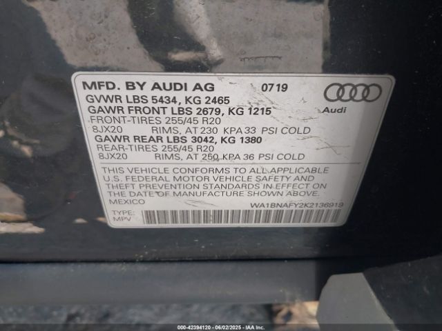 WA1BNAFY2K2136919 Audi Q5 45 Premium