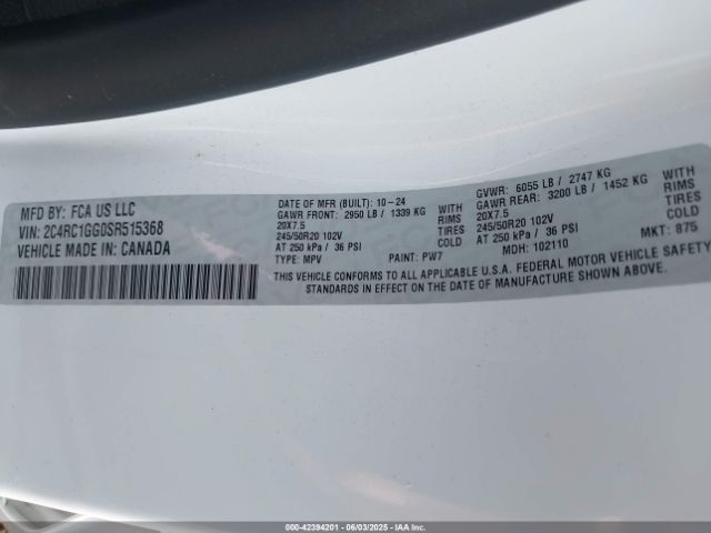 2C4RC1GG0SR515368 Chrysler Pacifica Limited