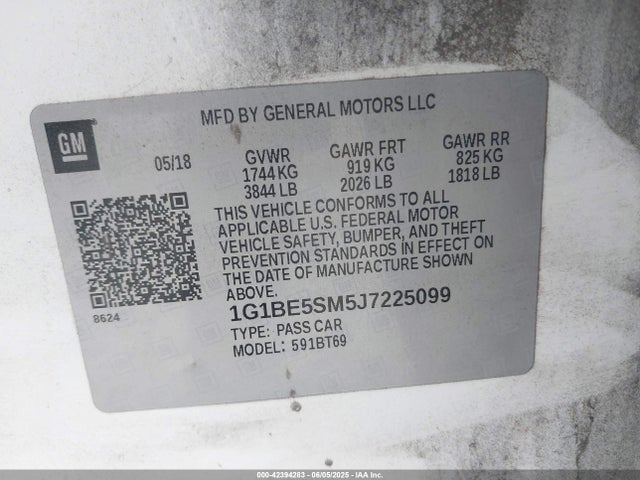 1G1BE5SM5J7225099 Chevrolet le2 -di: direct injection, vvt: variable valve timing, gen, alum