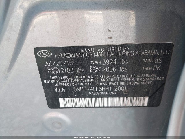Hyundai Elantra 2017 5NPD74LF8HH112001 Image 9