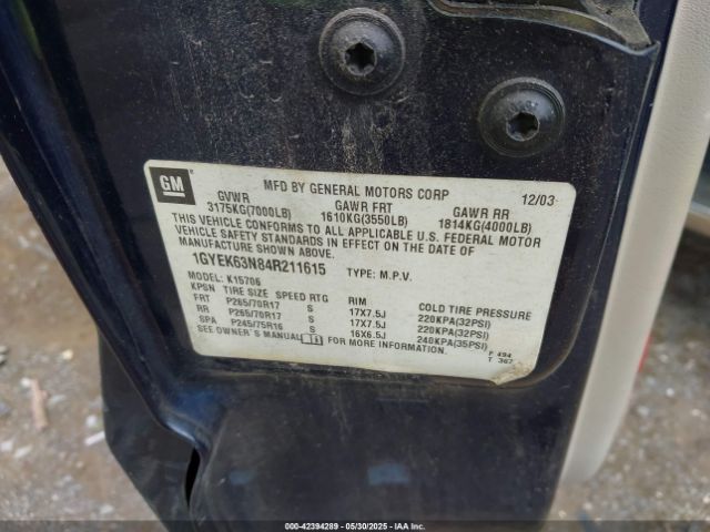 2004 CADILLAC ESCALADE 1GYEK63N84R211615 Photo 8