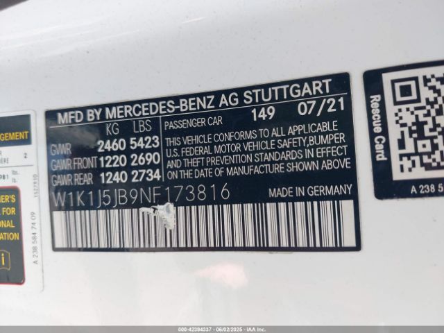 2022 MERCEDES-BENZ E 450 W1K1J5JB9NF173816 Photo 8