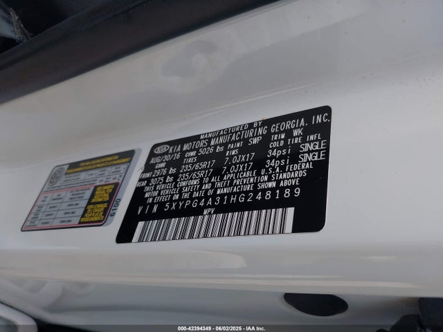 5XYPG4A31HG248189 KIA Sorento