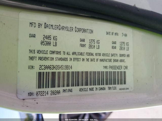 2005 CHRYSLER 300C 2C3AA63H35H519914 Photo 8