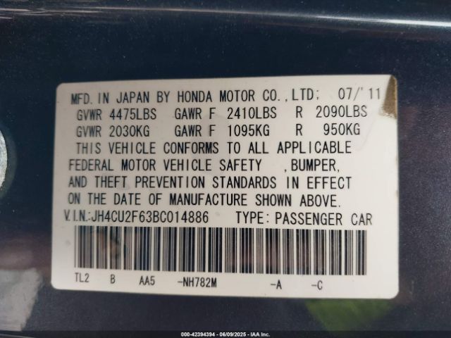 2011 ACURA TSX JH4CU2F63BC014886 Photo 8