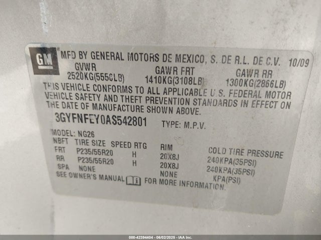 2010 CADILLAC SRX 3GYFNFEY0AS542801 Photo 8