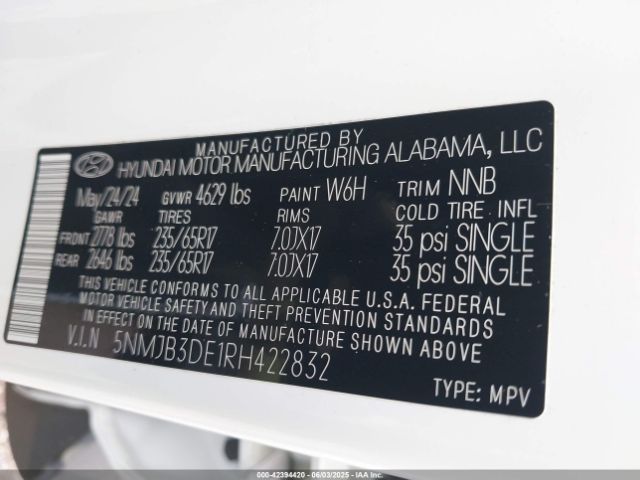 5NMJB3DE1RH422832 Hyundai TUCSON SEL