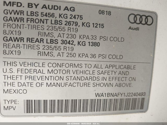 2018 AUDI Q5 WA1BNAFY1J2240493 Photo 8