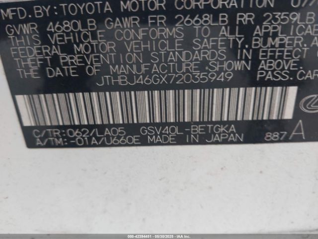 2007 LEXUS ES 350 JTHBJ46GX72035949 Photo 8
