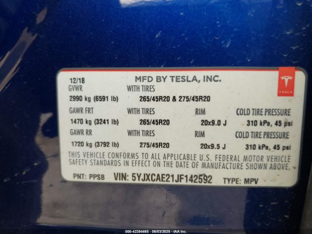 2018 TESLA MODEL X 5YJXCAE21JF142592 Photo 8