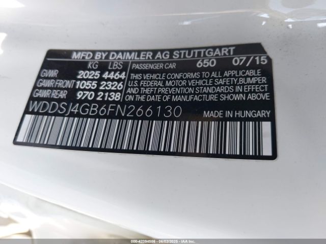 WDDSJ4GB6FN266130 Mercedes-Benz CLA 250 4MATIC