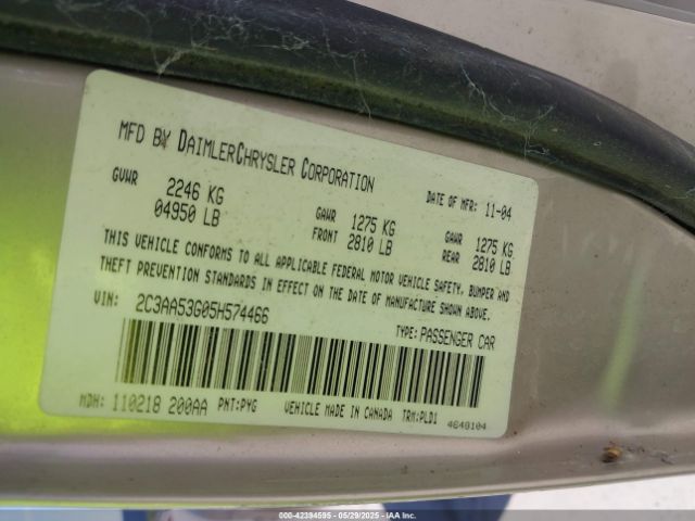 2005 CHRYSLER 300 2C3AA53G05H574466 Photo 8