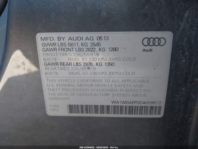 2013 AUDI Q5 WA1WGAFP0DA099512 Photo 8