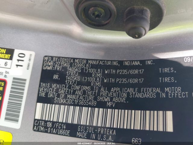 2015 TOYOTA SIENNA 5TDKK3DC1FS655489 Photo 8