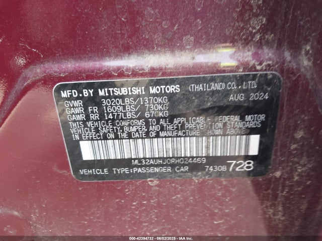 ML32AUHJ0RH024469 Mitsubishi Mirage Es/le
