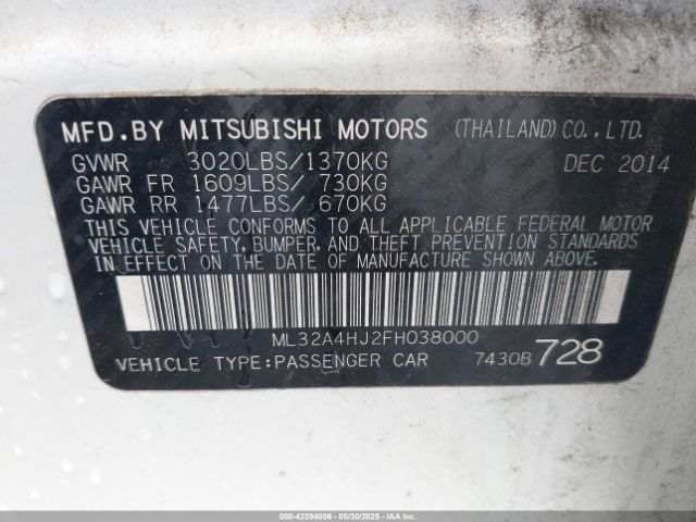 2015 MITSUBISHI MIRAGE ML32A4HJ2FH038000 Photo 8