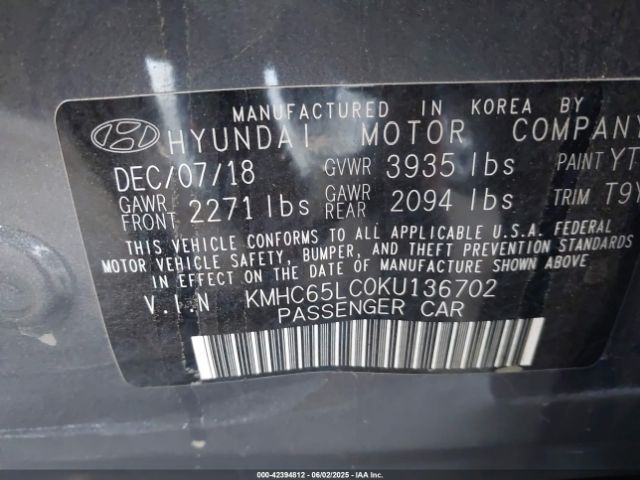 2019 HYUNDAI IONIQ HYBRID KMHC65LC0KU136702 Photo 8