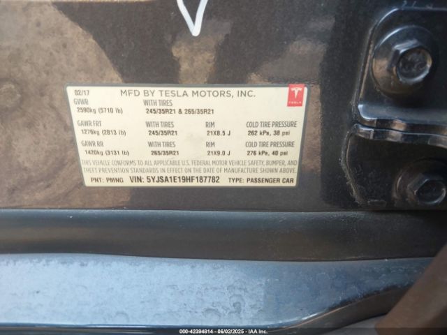 2017 TESLA MODEL S 5YJSA1E19HF187782 Photo 8