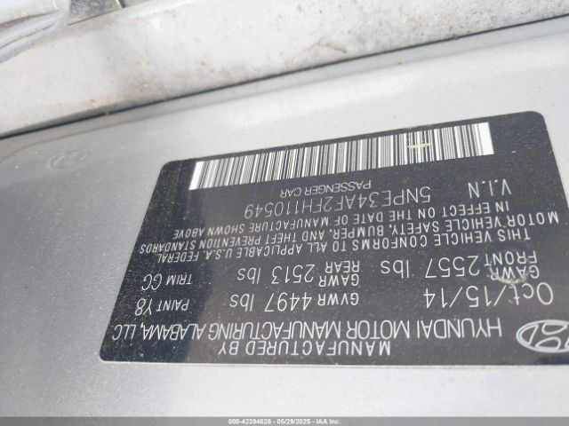 5NPE34AF2FH110549 Hyundai Sonata Sport