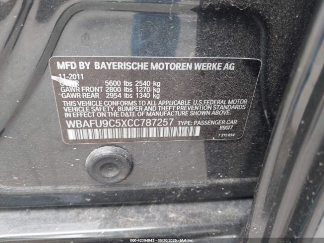 2012 BMW 550I WBAFU9C5XCC787257 Photo 8