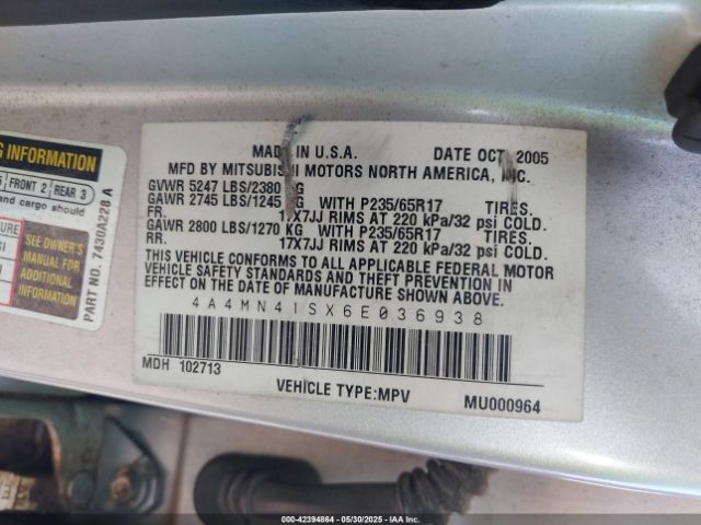 2006 MITSUBISHI ENDEAVOR 4A4MN41SX6E036938 Photo 8