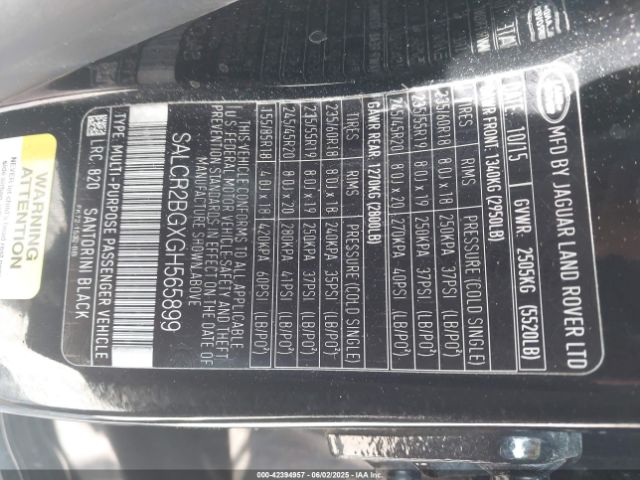 SALCR2BGXGH565899 Land Rover Discovery Sport Hse