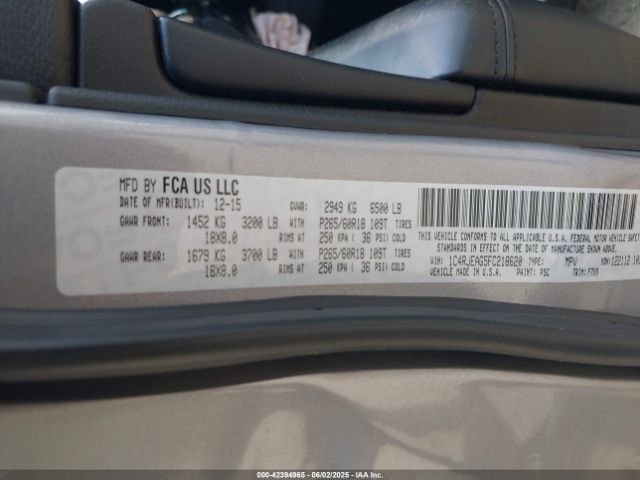2015 JEEP GRAND CHEROKEE 1C4RJEAG5FC218620 Photo 8