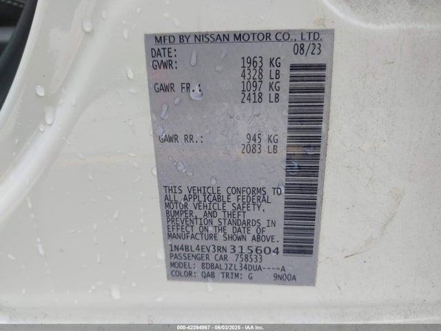 Nissan 2024 2024 1N4BL4EV3RN315604 Image 9