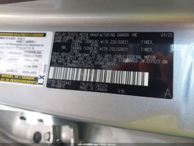 2T2BAMBA3SC056425 Lexus t24a-fts