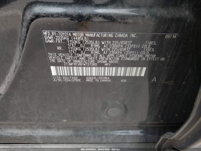 2T3WFREV6FW131360 Toyota Rav4 Xle
