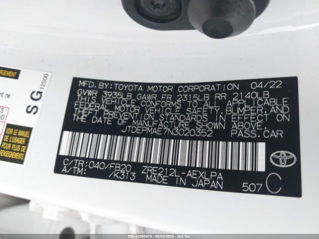 JTDEPMAE7N3020352 Toyota COROLLA LE