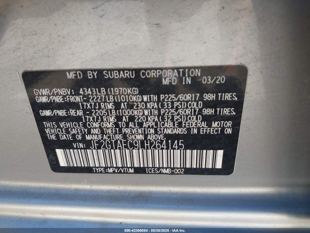 Subaru 2020 2020 JF2GTAEC9LH264145 Image 9