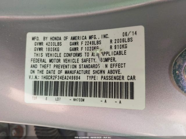 1HGCR2F34EA249694 Honda ACCORD LX