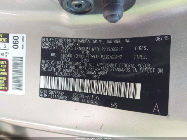 2015 TOYOTA SIENNA 5TDZK3DC4FS650415 Photo 8