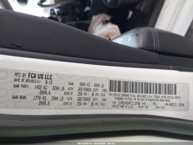 1C4RDHAG4FC113706 Dodge Durango Sxt