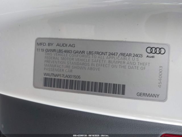 2020 AUDI A5 WAUTNAF57LA001505 Photo 8