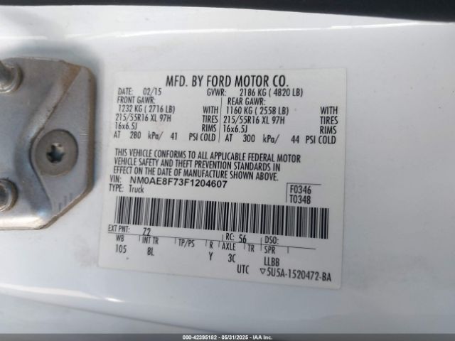 NM0AE8F73F1204607 Ford Transit Connect Xlt