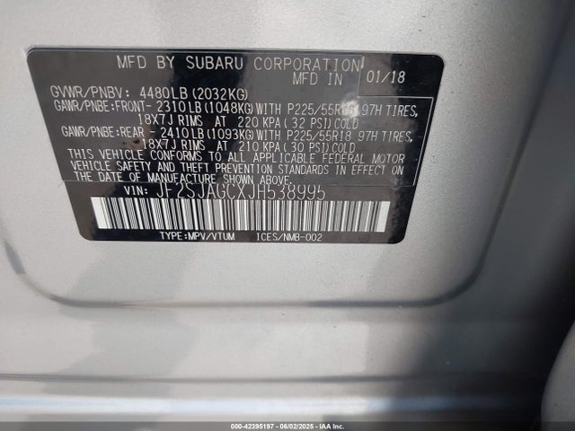 JF2SJAGCXJH538995 Subaru naturally aspirated u5