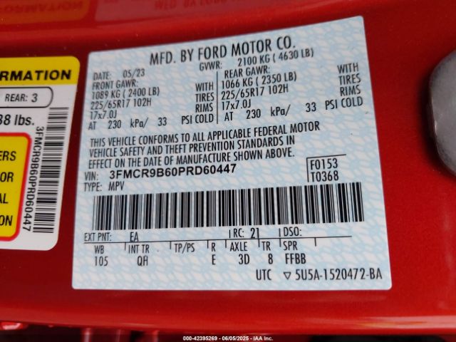 2023 FORD BRONCO SPORT 3FMCR9B60PRD60447 Photo 8