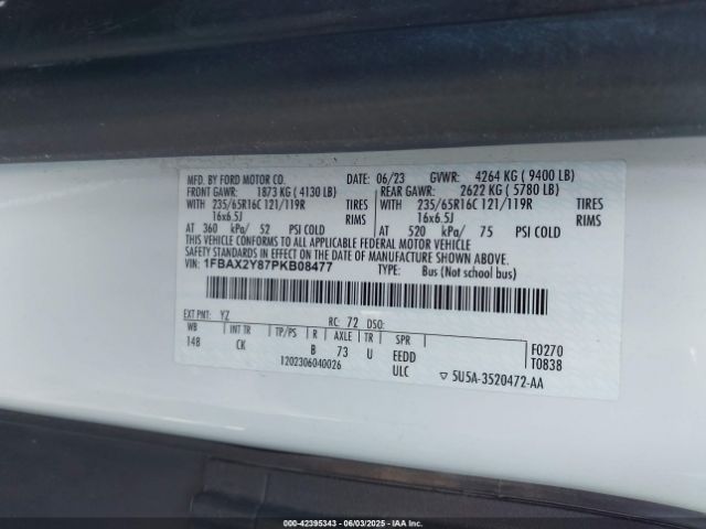 1FBAX2Y87PKB08477 Ford Transit-350 Passenger Van Xlt