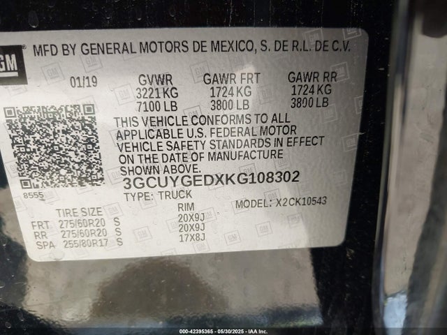 3GCUYGEDXKG108302 Chevrolet l84 - di, dfm, alum, gen 5, var 2