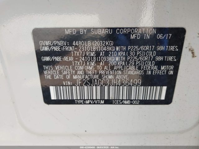 JF2SJAGC3JH436499 Subaru Forester 2.5i Premium