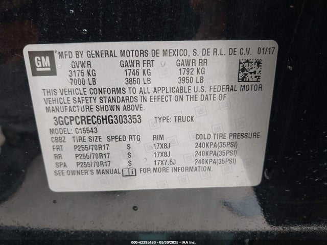3GCPCREC6HG303353 Chevrolet Silverado 1500 1lt