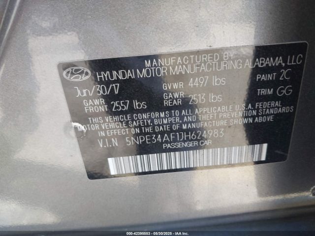 5NPE34AF1JH624983 Hyundai SONATA SEL